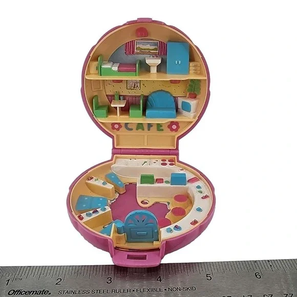Vintage Bluebird Polly Pocket Cafe Compact 1989 Pink Shell  Toy GUC - Picture 2 of 5